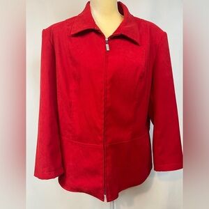 Red Front Zipper Long Sleeve Suit Jacket Size XL